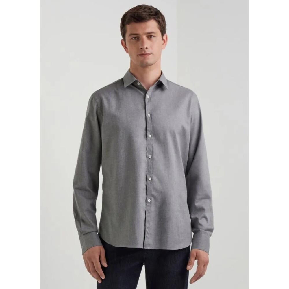 CANALI Mens Cotton Long Sleeve Dress Shirt US 44/17.5 Large Grey Button Up NWT